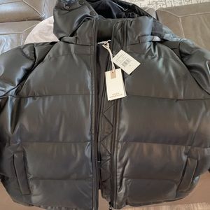 Good American: Soft leather puffer jacket